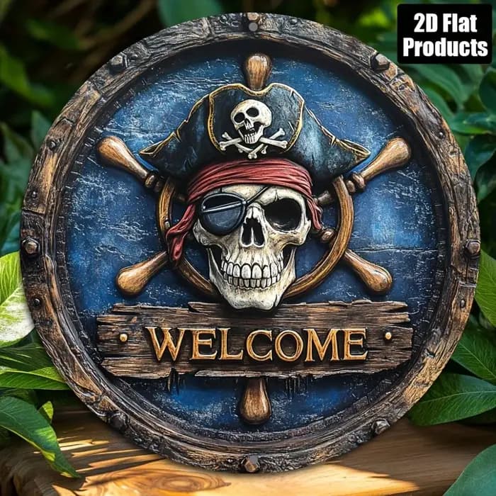 Panneau métallique pirate sur le thème nautique