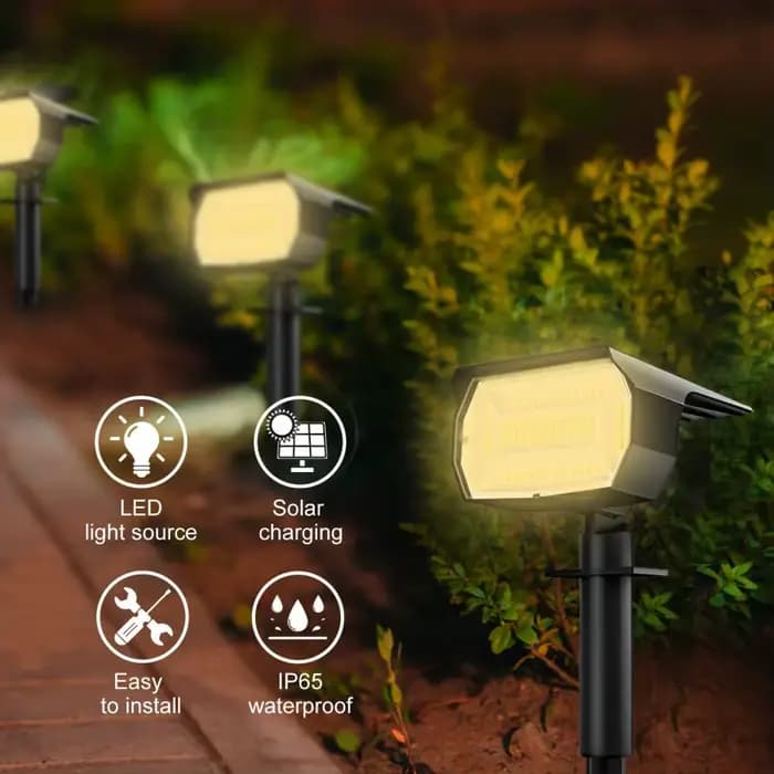 1/2/4 pièces Spot solaire 68/72 LED jardin extérieur solaire paysage projecteurs étanche 3 Modes app