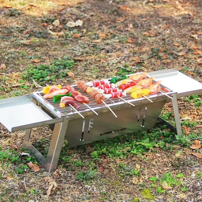 Barbecue pliable en acier inoxydable Réglage de la chaleur réglable Grille extensible