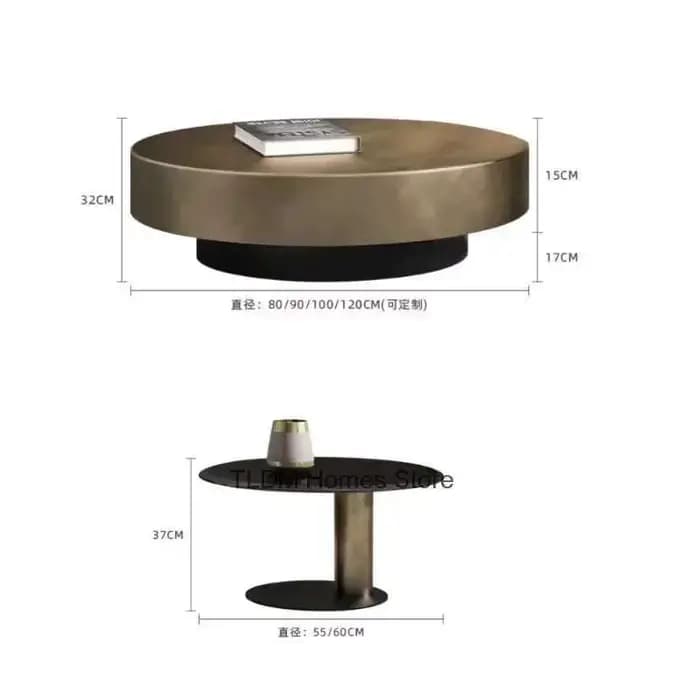 Tables basses design en acier inoxydable, Table à thé ronde de luxe européenne, meubles de salon, Ta