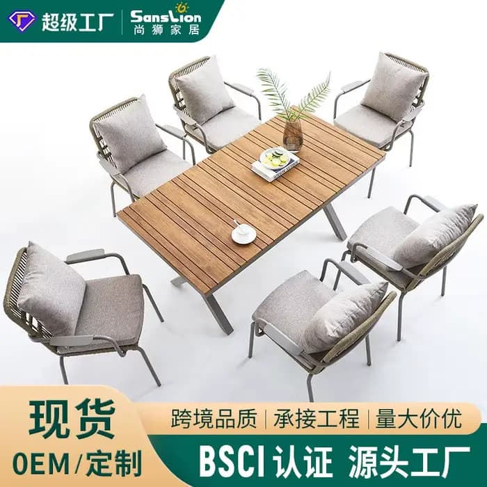 Combinaison table et chaise en aluminium pour jardin extérieur