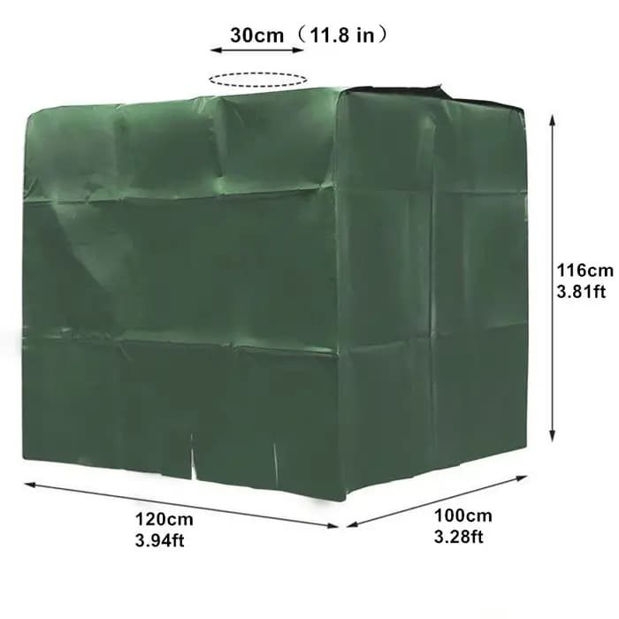 Housse fourre-tout IBC verte 1000 litres, feuille d'aluminium, étanche à l'eau et à la poussière, ré