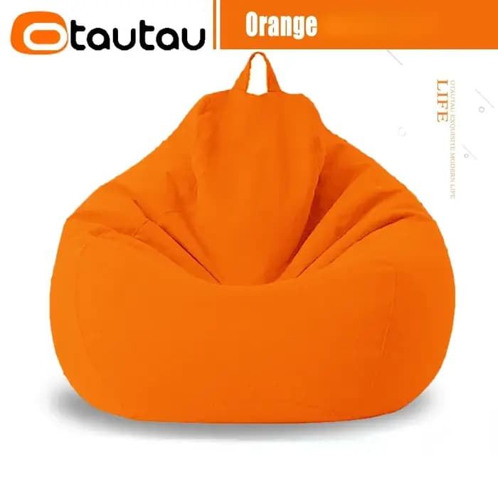 Grand pouf en coton et lin