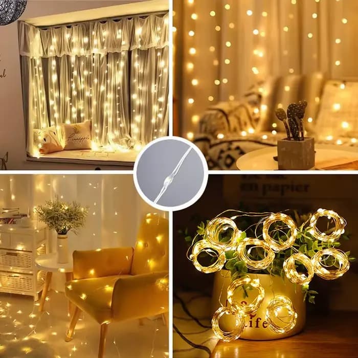 Rideau lumineux solaire imperméable pour l'extérieur, guirlande féerique solaire, guirlande lumineus