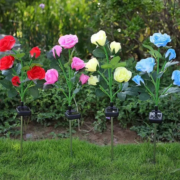 Lampes solaires décoratives extérieures, jardin de pissenlit, fleur de rose, lampe de pelouse pour c