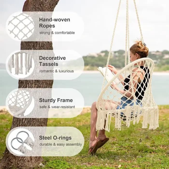 Chaise de hamac en macramé