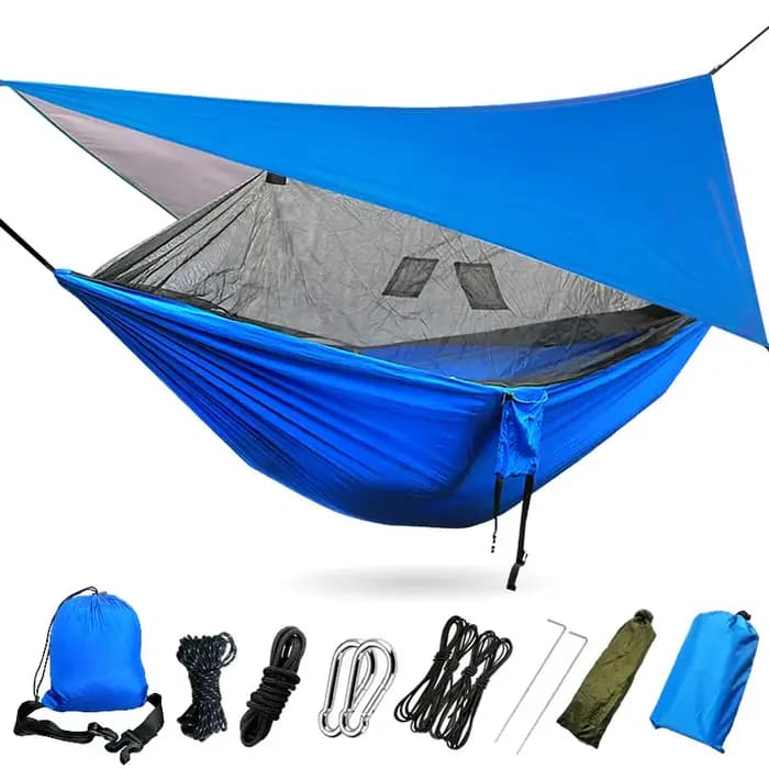 Hamac léger et portable avec moustiquaire et auvent imperméable