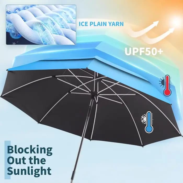 Parasol de plage double couche respirant et durable de 23 pouces avec fixation à 360° °