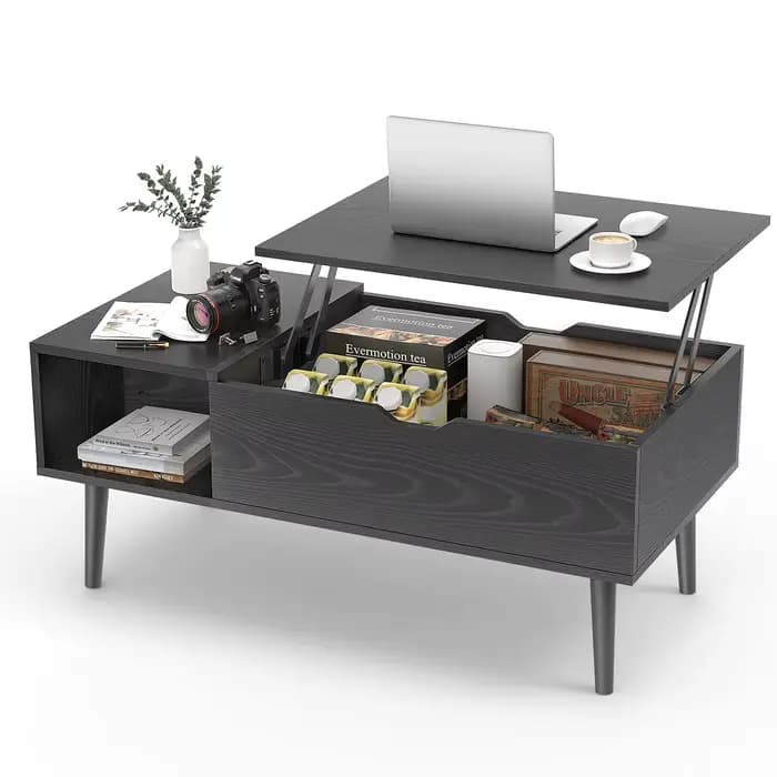 JHK Tables basses relevables pour salon 39.37 "x 19.7" bureau Tables à manger en bois de thé étagère