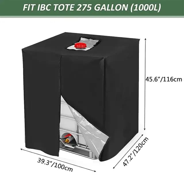 1pc 210D fermeture éclair extérieure IBC fourre-tout 275 gallons 1000L réservoir d'eau extérieur 100% Polyester couvertu