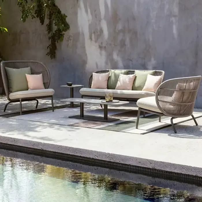 Nouveau ensemble trois pièces de mobilier de jardin extérieur : canapé de loisirs pour balcon