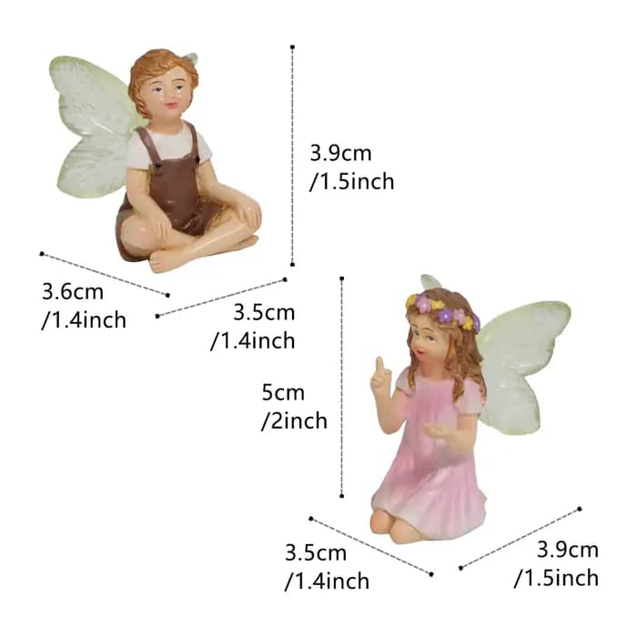 2 pièces mignon murmur fée jardin résine artisanat ornements de table