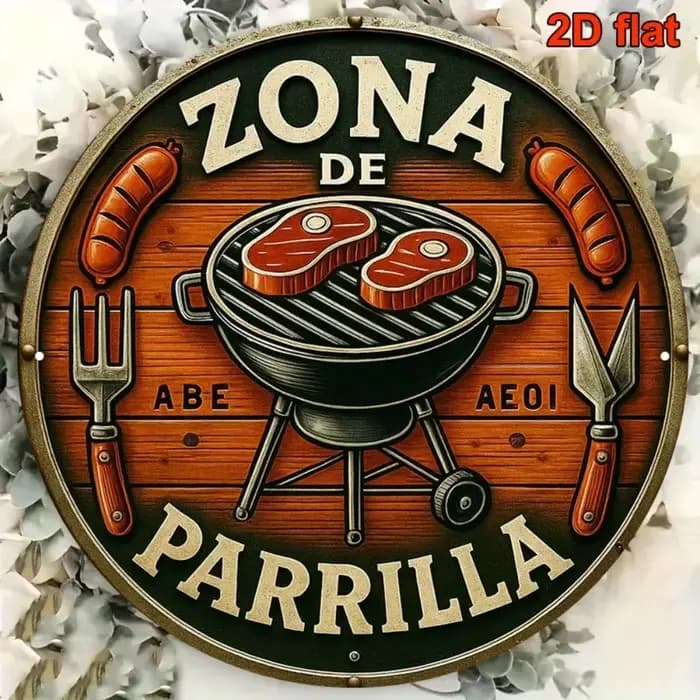 Panneau de barbecue espagnol rétro en métal de 8 pouces