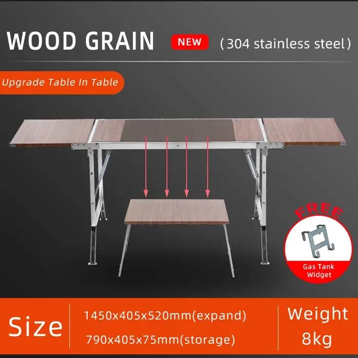 IGT Table pliante 304 en acier inoxydable série IGT ensemble Portable en plein air vacances fête Camping pique-nique