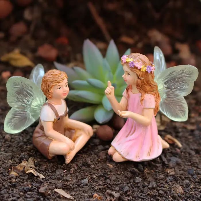 2 pièces mignon murmur fée jardin résine artisanat ornements de table