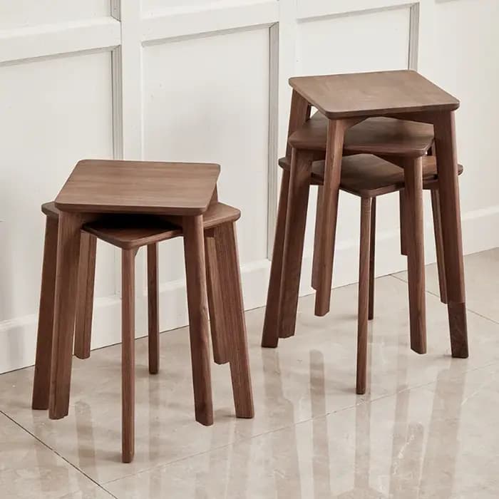 Tabouret carré, chaise en bois massif, usage domestique, salon, salle à manger, chaise à thé, empila