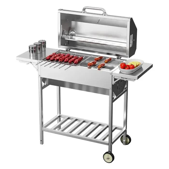 Barbecue portable en acier inoxydable Butterfly, style américain, pour camping et pique-nique, avec grille à charbon de bois et ensemble de cuisson
