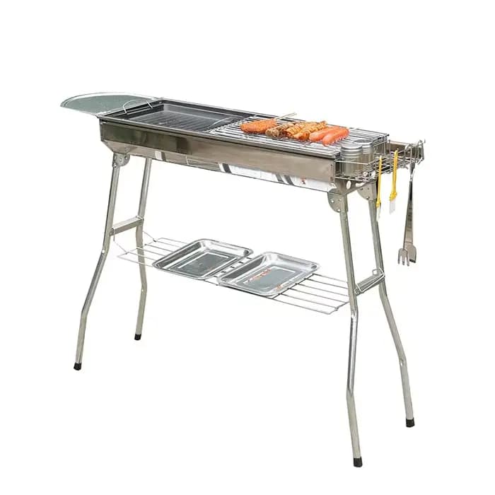 Grill à charbon de bois d'extérieur en acier inoxydable