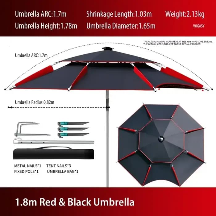 Grand Parasol de jardin pliable Double couche de 1.8-2.6m, coupe-vent, grand parapluie d'extérieur p