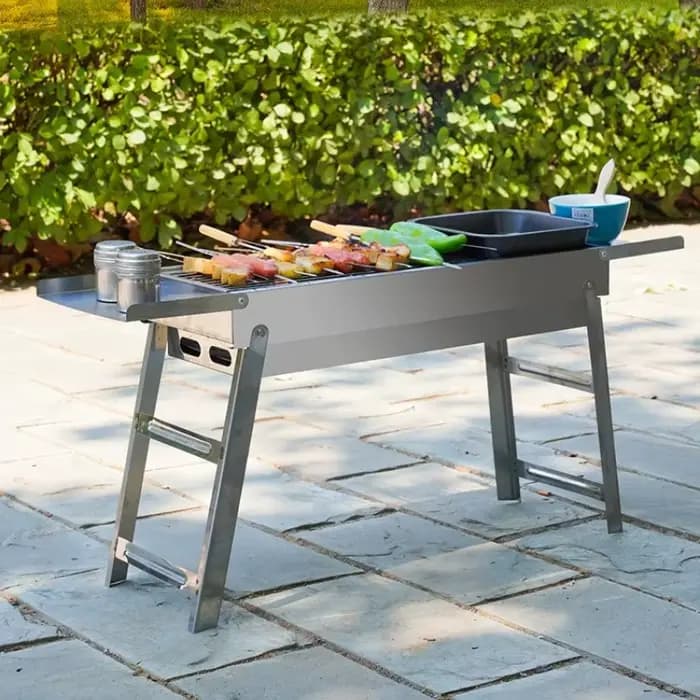 Barbecue portable pliable en acier inoxydable pour camping en plein air