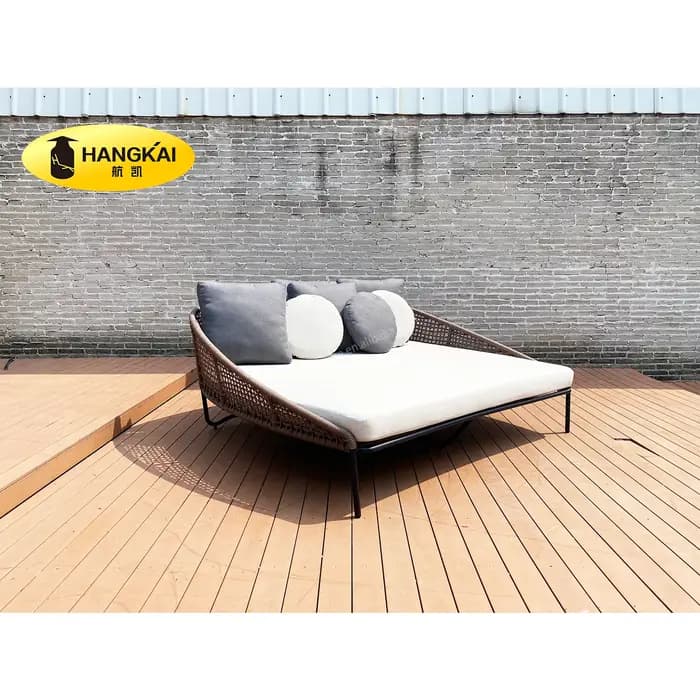 Jardin hôtel piscine Patio balcon meubles en aluminium brossé corde tissé chaise longue loisirs de plein air lit de repos