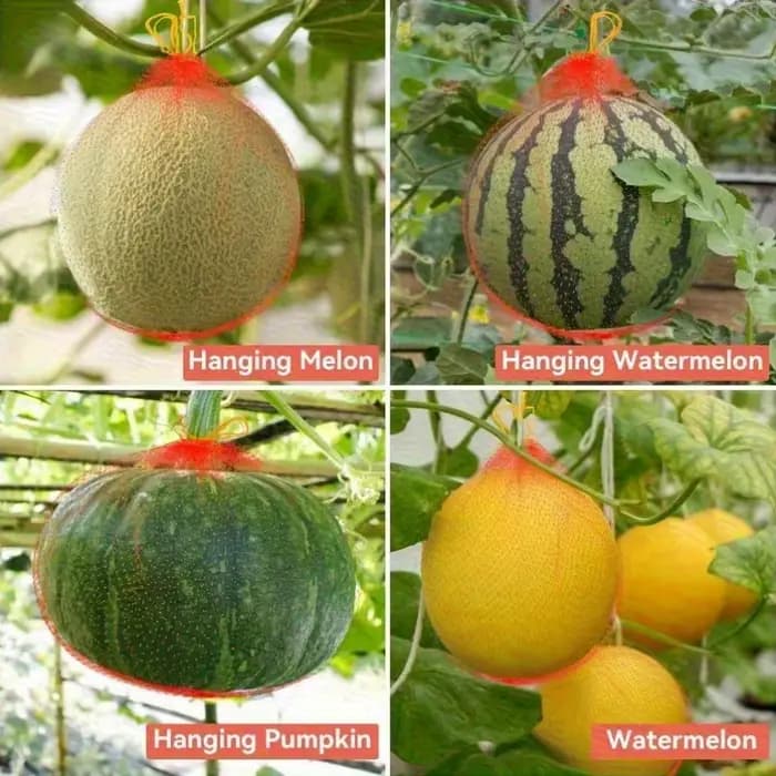 100 un hamac à melon durable en filet pastèque, adapté au jardin, poche en filet réutilisable, adapté au melon, support idéal pour le support.