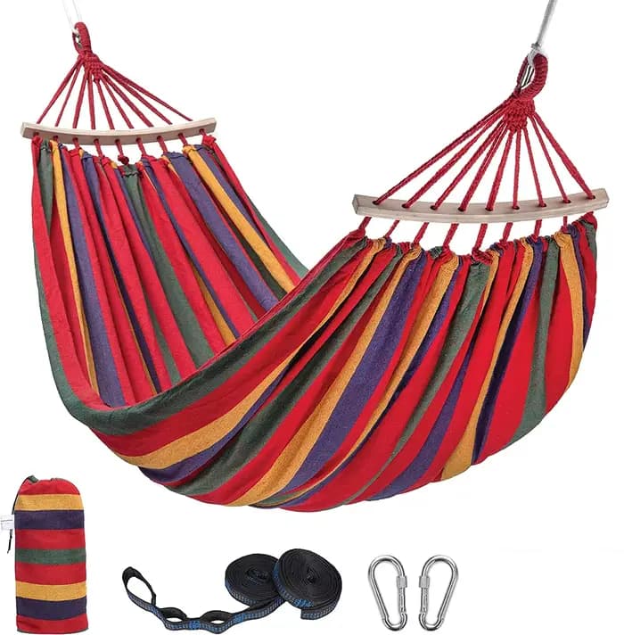 Hamac de jardin en toile à rayures