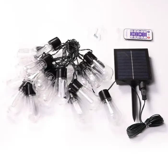 Guirlande solaire haute luminosité, 20 pieds (8M), 20 ampoules incassables, étanche S14 LED, guirlan