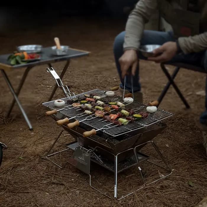 CAMPINGMOON MT-3 Grand four de barbecue portable pliable en acier inoxydable