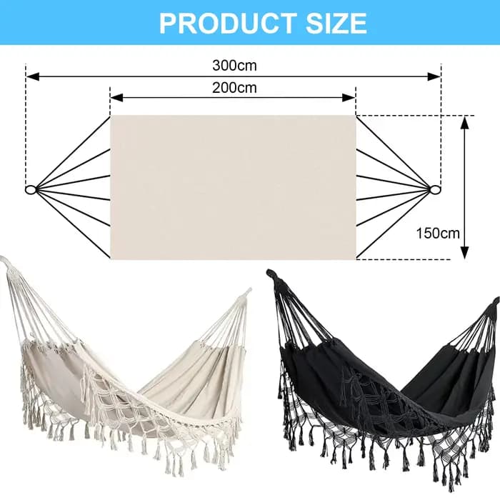 Hamac à franges en macramé, deux places, fait à la main, pour maison, extérieur, jardin, plage