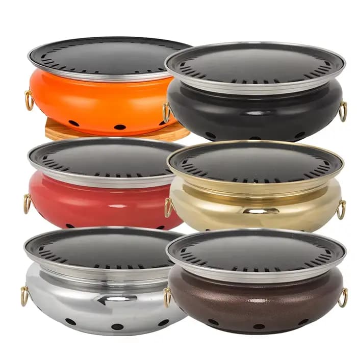 Grill de Barbecue Portable en acier inoxydable au carbone, petit Barbecue rond d'extérieur pour dîne