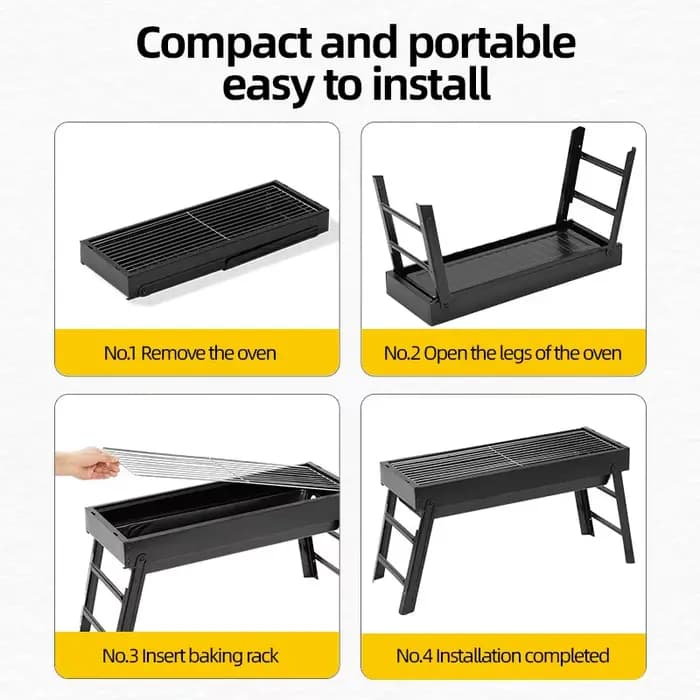 Barbecue portable BEIYUE pour extérieur, barbecue au charbon de bois pour usage domestique, barbecue au charbon de bois pliable et extractible.