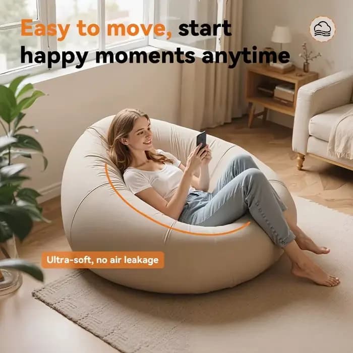 Chaise longue gonflable d'extérieur en polypropylène durable avec pompe à air