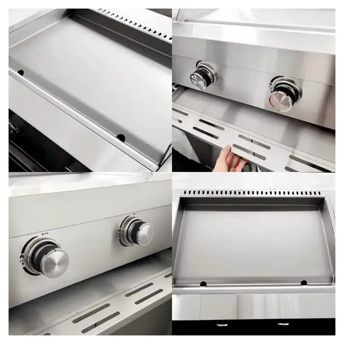Plaque chauffante à gaz pour barbecue en acier inoxydable à 2 brûleurs pour fêtes
