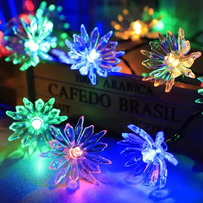 10 M/7 M chaîne solaire lumières de noël en plein air 100/50/20LED 8 Mode étanche fleur jardin
