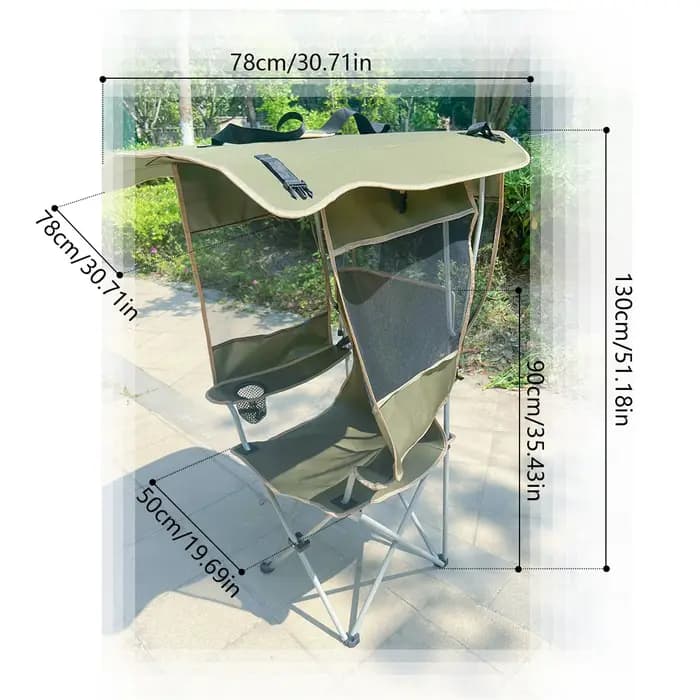 Chaise pliante d'extérieur avec pare-soleil, pour Camping, pêche, plage, Portable, Design Compact, confortable pour barbecue, pique-nique, détente