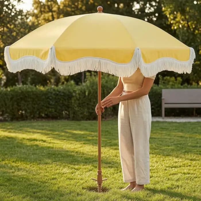Parasol à franges avec bord festonné