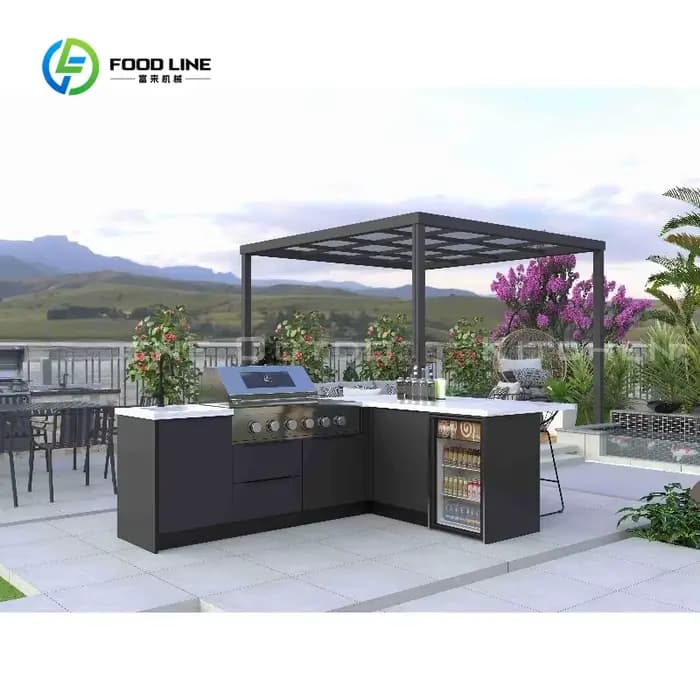 Meubles d'extérieur modulaires en acier inoxydable personnalisés pour barbecue