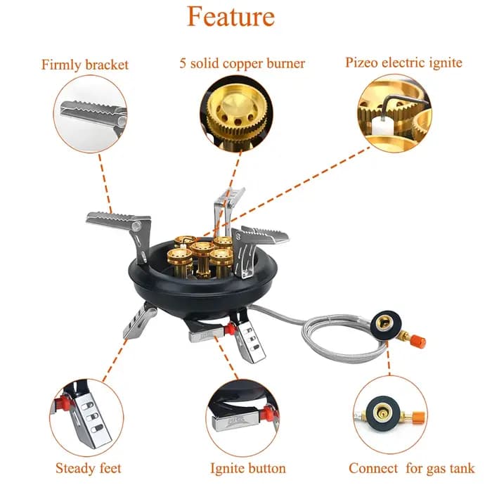 Cuisinière à gaz de Camping, brûleur de randonnée à haute pression 16000W BRS-201, brûleur à gaz Butane avec allumage Pizeo pour voyage