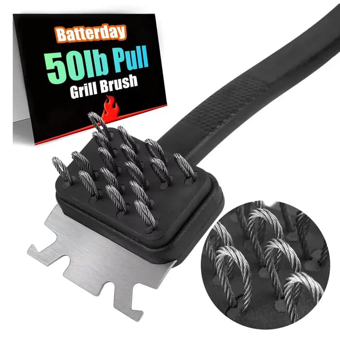 Brosse de nettoyage de gril de barbecue en fil d'acier inoxydable 304 avec tête de brosse exposée, s