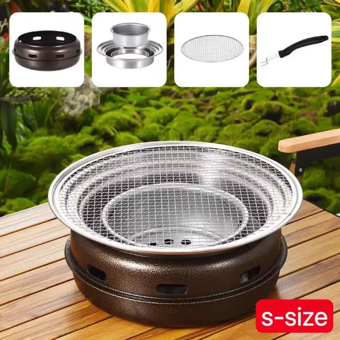 Barbecue rond de Style coréen, gril à charbon de bois Portable pour l'extérieur, l'arrière-cour, le