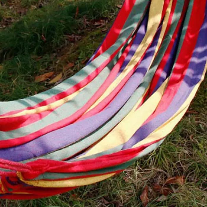 Hamac de camping en toile épaisse, filet de balançoire d'extérieur, anti-renversement, rayé, portabl