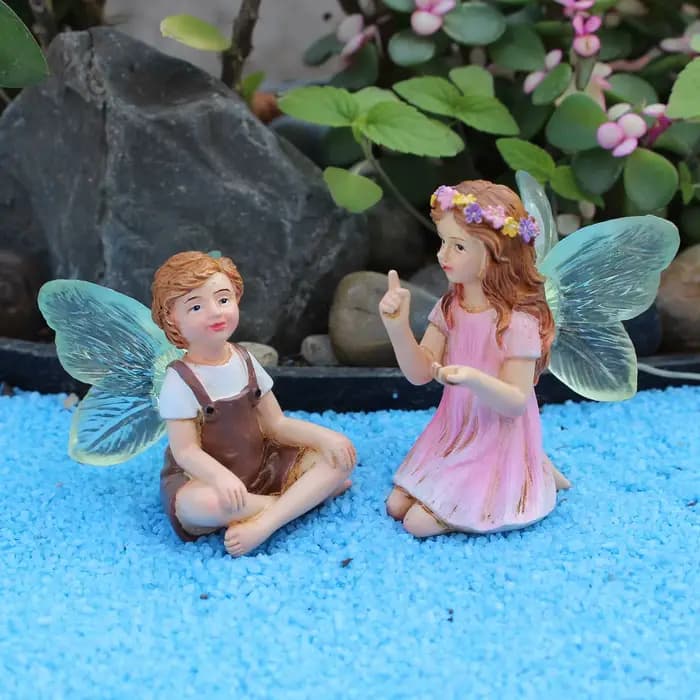 2 pièces mignon murmur fée jardin résine artisanat ornements de table