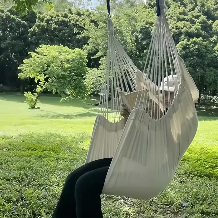 Fauteuil suspendu en tissu de loisirs 1 pièce - Balançoire d'extérieur avec anti-retournement et sac de rangement pour