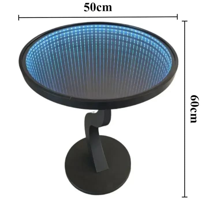 Table basse ronde éclairée en métal