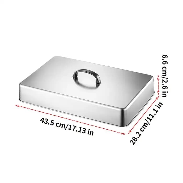 Couvercle de cuisson rectangulaire en acier inoxydable 43,5x28,2x6,6 cm pour barbecue commercial, couvercle de cuisson à plat pour cuisson vapeur en intérieur