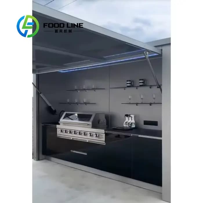 Armoire de rangement pour barbecue en acier inoxydable sur mesure pour cuisine extérieure