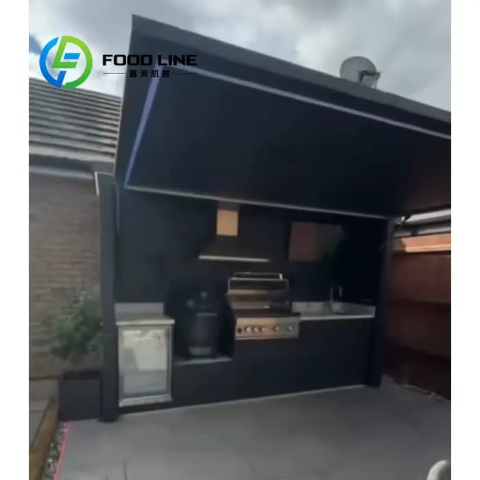 Armoire de rangement pour barbecue en acier inoxydable sur mesure pour cuisine extérieure