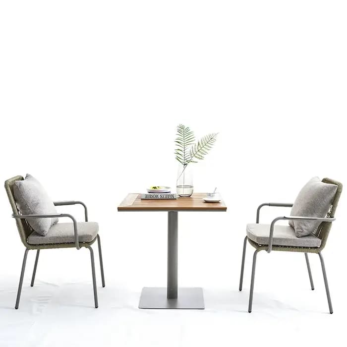 Combinaison table et chaise en aluminium pour jardin extérieur