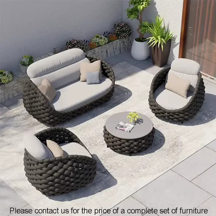 Ensemble de canapé en rotin de patio moderne extérieur de meubles de jardin modernes d'hôtel de balc